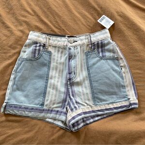 BDG Blue and Cream Jean Shorts with Two-Tone Design